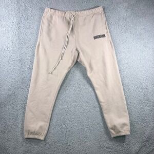 Birdbrain Sweatpants Men 2XL‎ Heavyweight Drawstring Spell Out Beige Casual